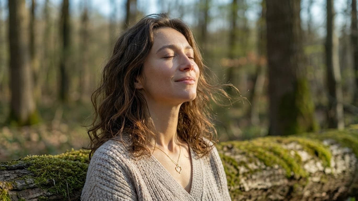 Persona en un entorno natural, en calma.